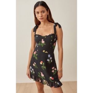 NWT Reformation Christine Ruffle Detail Mini Dress Night Bloom Size 4